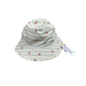 Cat & Jack Reversible Kids Bucket Hat 2T-5T Strawberry Striped Print UPF 50+ Sun